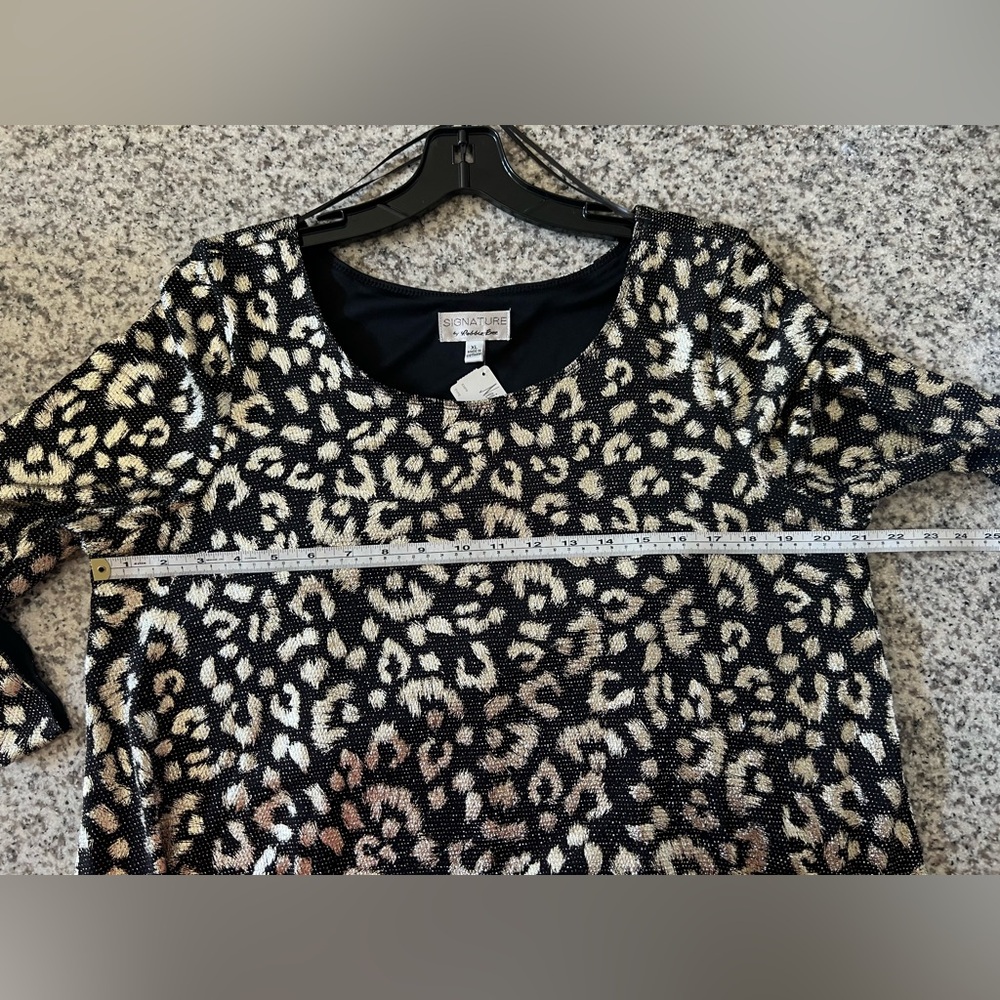 Signature by Robbie Bee Black And Gold Shimmery/Metallic Animal Print Dress XL - Picture 4 of 7